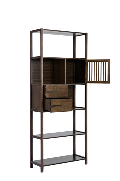 Boraam - Selma Bamboo Bookcase - Right Facing Spindle Cabinet, Cappuccino - 50657_BOR veiw 5