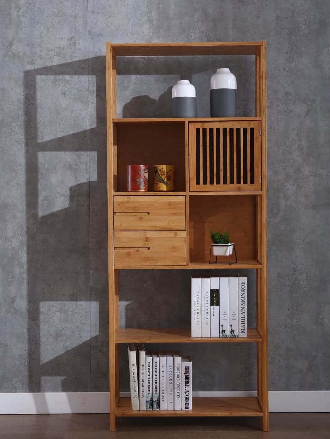 Boraam - Selma Bamboo Bookcase - Right Facing Spindle Cabinet, Natural - 50655_BOR veiw 1