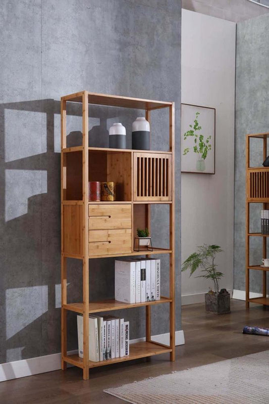 Boraam - Selma Bamboo Bookcase - Right Facing Spindle Cabinet, Natural - 50655_BOR veiw 2