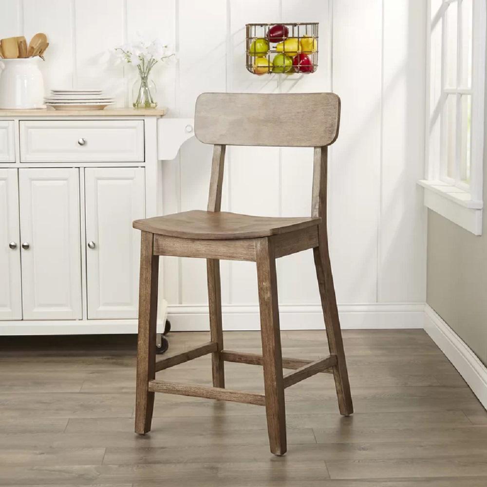 Boraam - Torino Wood Counter Stool - Barnwood Wire-Brush - 76724 veiw 3