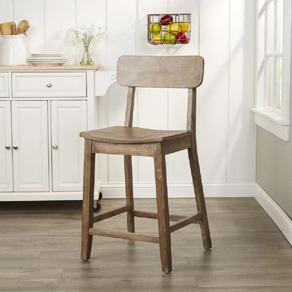 Boraam - Torino Wood Counter Stool - Barnwood Wire-Brush - 76724 veiw 3