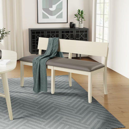 Boraam - Capella Beige Faux Leather Dining Height Bench - Buttermilk - 72018 veiw 5