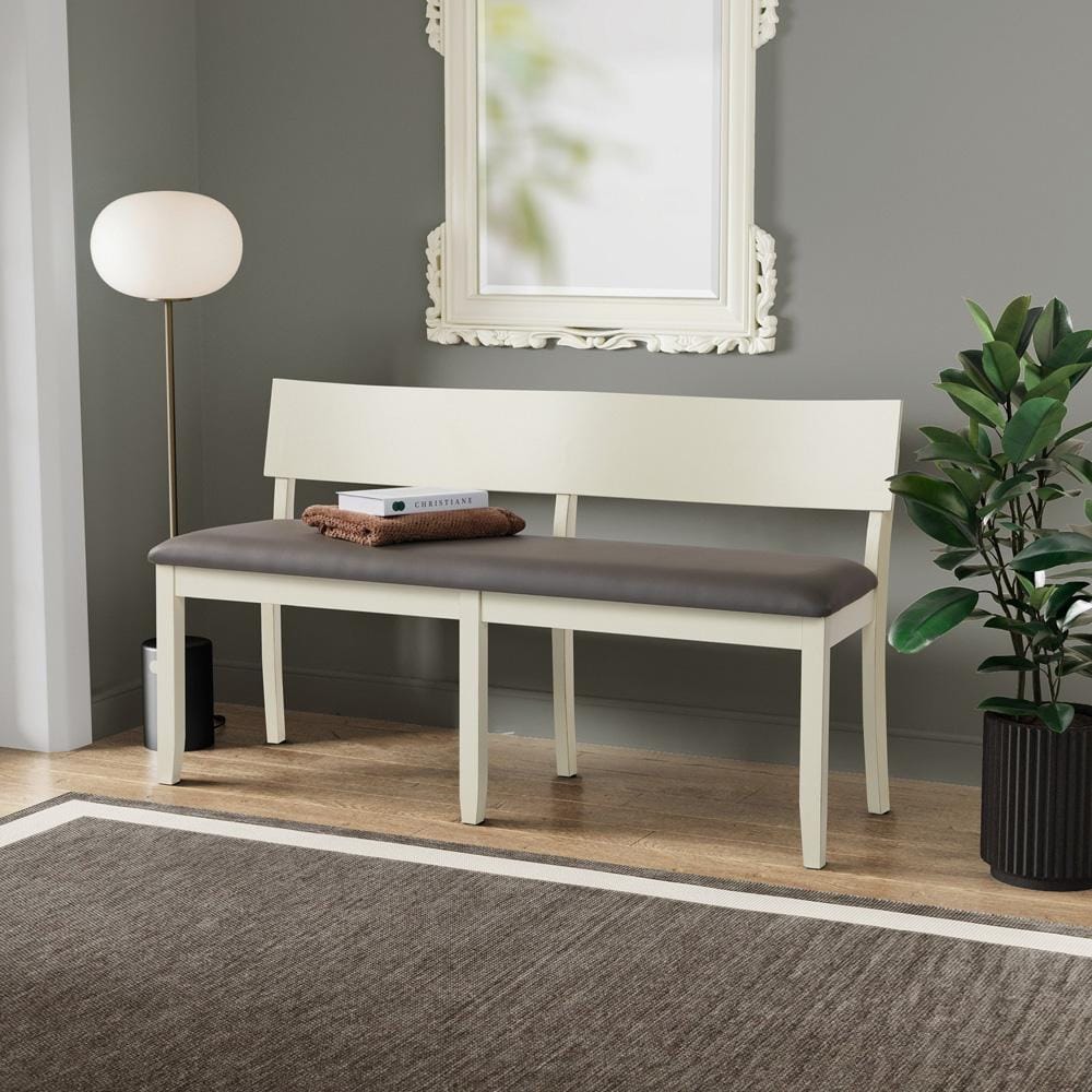 Boraam - Capella Beige Faux Leather Dining Height Bench - Buttermilk - 72018 veiw 6