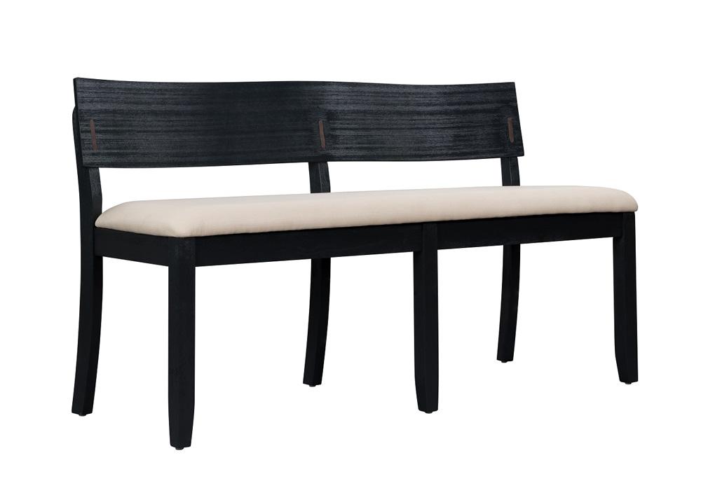 Boraam - Capella Cream Fabric Dining Height Bench - Matte Black Finish - 71018 veiw 1