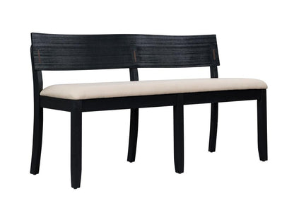 Boraam - Capella Cream Fabric Dining Height Bench - Matte Black Finish - 71018 veiw 1