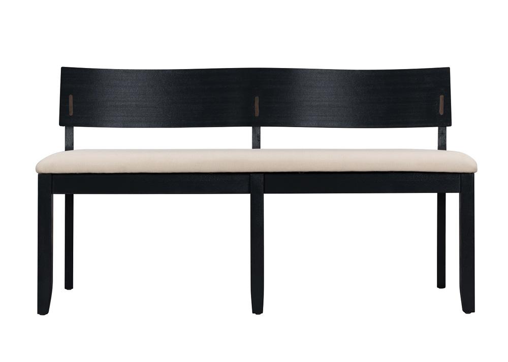 Boraam - Capella Cream Fabric Dining Height Bench - Matte Black Finish - 71018 veiw 2
