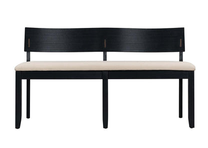 Boraam - Capella Cream Fabric Dining Height Bench - Matte Black Finish - 71018 veiw 2