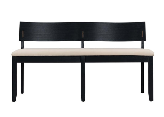 Boraam - Capella Cream Fabric Dining Height Bench - Matte Black Finish - 71018 veiw 2