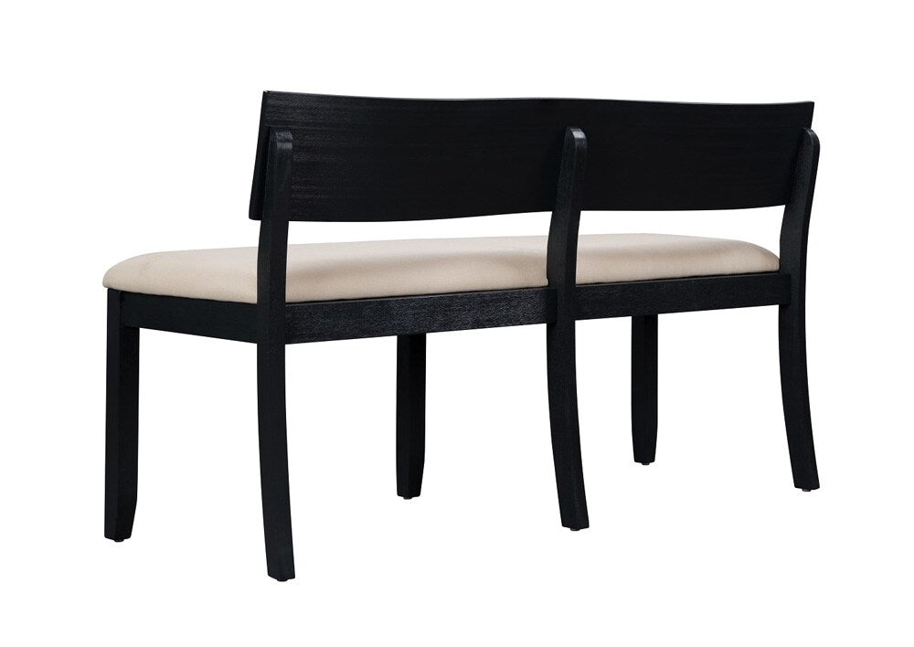 Boraam - Capella Cream Fabric Dining Height Bench - Matte Black Finish - 71018 veiw 3