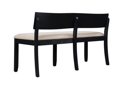 Boraam - Capella Cream Fabric Dining Height Bench - Matte Black Finish - 71018 veiw 3