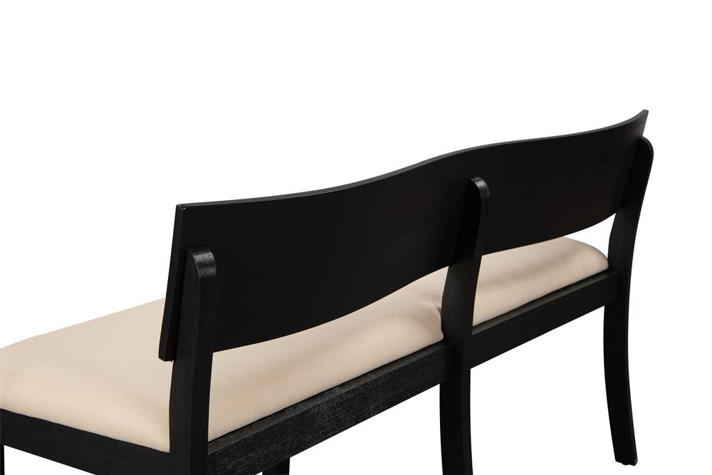 Boraam - Capella Cream Fabric Dining Height Bench - Matte Black Finish - 71018 veiw 5