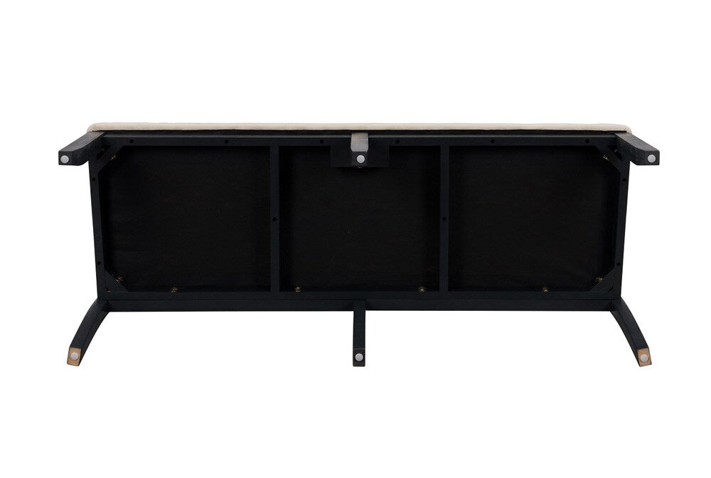 Boraam - Capella Cream Fabric Dining Height Bench - Matte Black Finish - 71018 veiw 6