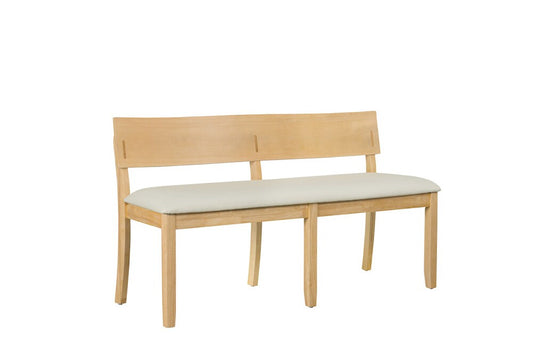 Boraam - Capella Cream Fabric Dining Height Bench - Natural Finish - 70018 veiw 1