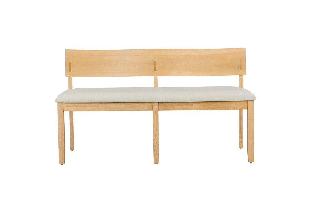 Boraam - Capella Cream Fabric Dining Height Bench - Natural Finish - 70018 veiw 2