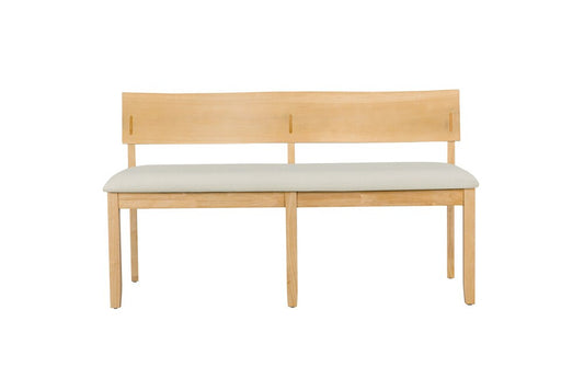 Boraam - Capella Cream Fabric Dining Height Bench - Natural Finish - 70018 veiw 2