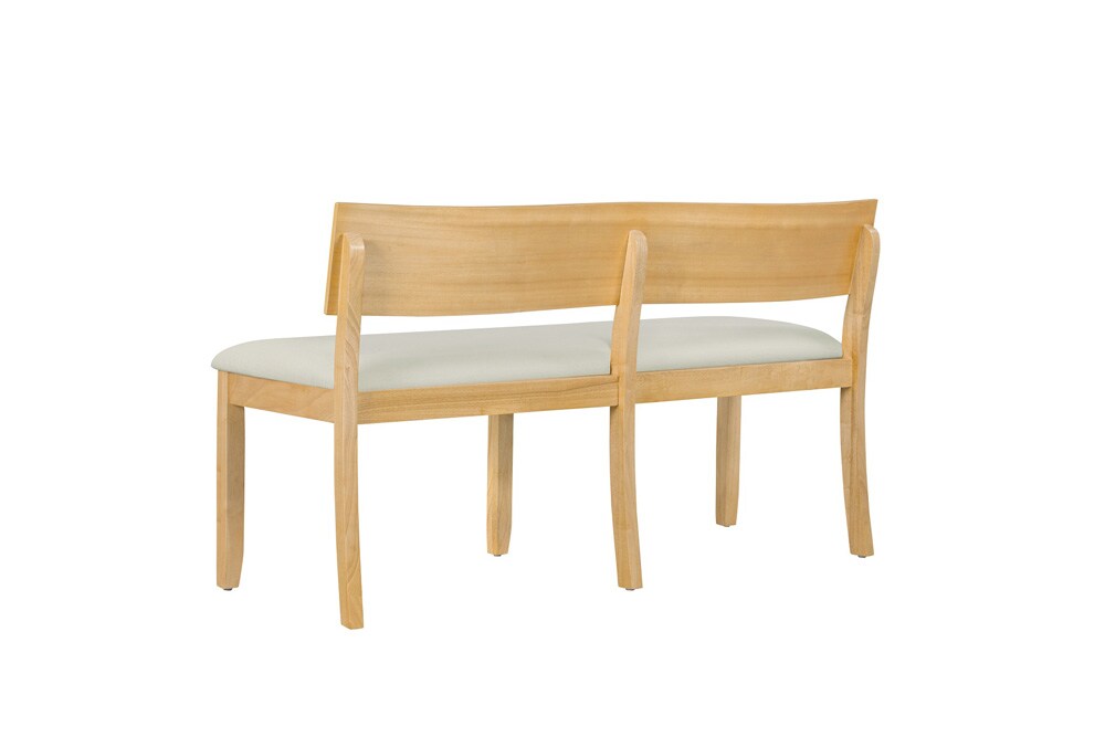 Boraam - Capella Cream Fabric Dining Height Bench - Natural Finish - 70018 veiw 3
