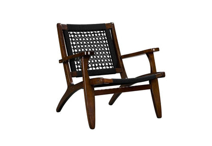 Boraam - Harrison Hexagon Woven Black Rope Accent Chair - Cappuccino Finish - 76252 veiw 1