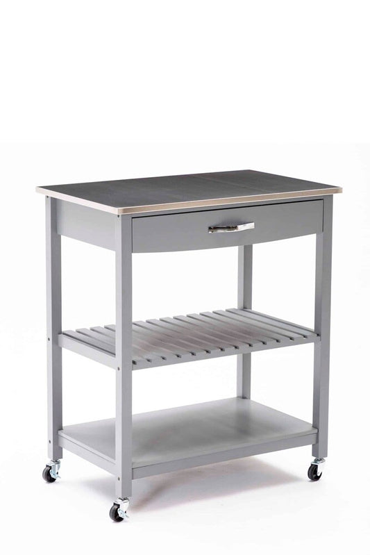 Boraam - Holland Kitchen Cart With Stainless Steel Top - Gray - 50658 veiw 1