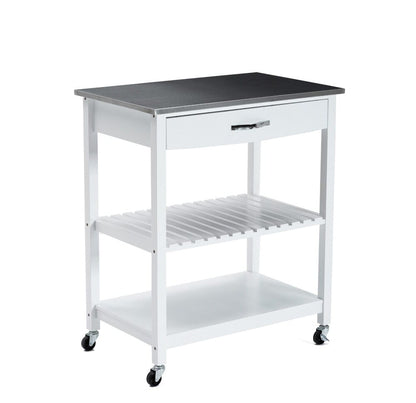 Boraam - Holland Kitchen Cart With Stainless Steel Top - White - 50660_BOR veiw 1