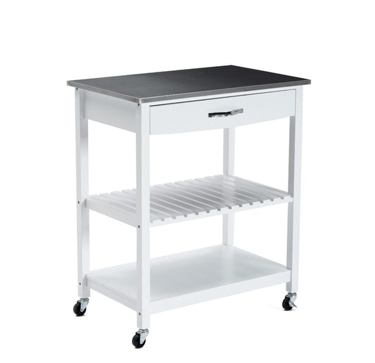Boraam - Holland Kitchen Cart With Stainless Steel Top - White - 50660_BOR veiw 1