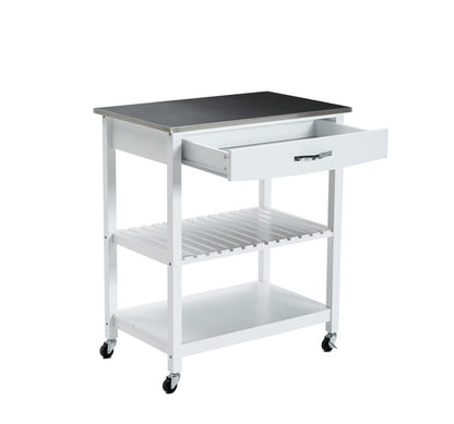 Boraam - Holland Kitchen Cart With Stainless Steel Top - White - 50660_BOR veiw 2