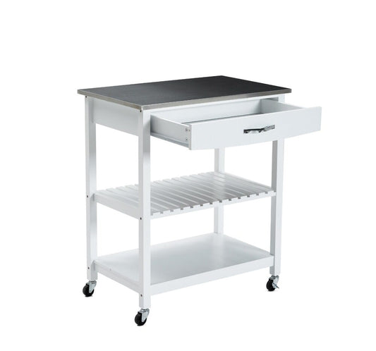 Boraam - Holland Kitchen Cart With Stainless Steel Top - White - 50660_BOR veiw 2