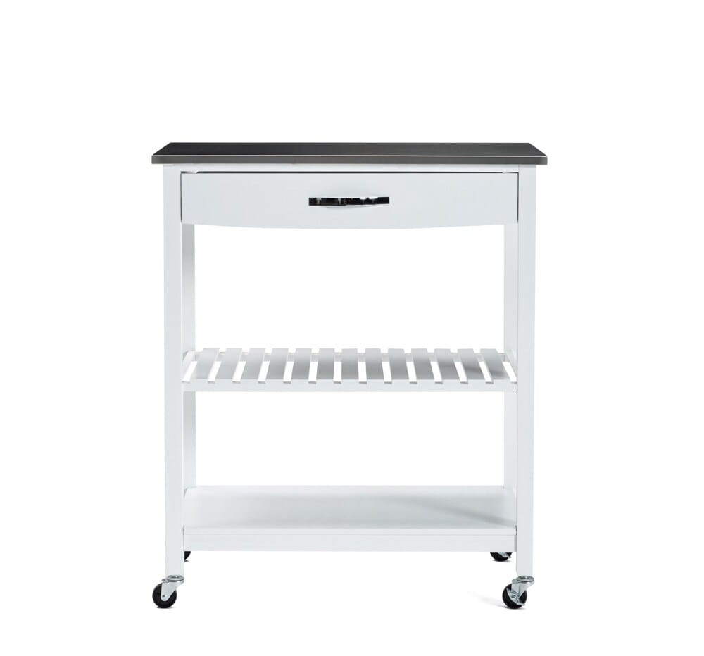 Boraam - Holland Kitchen Cart With Stainless Steel Top - White - 50660_BOR veiw 4