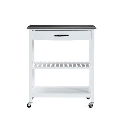 Boraam - Holland Kitchen Cart With Stainless Steel Top - White - 50660_BOR veiw 4