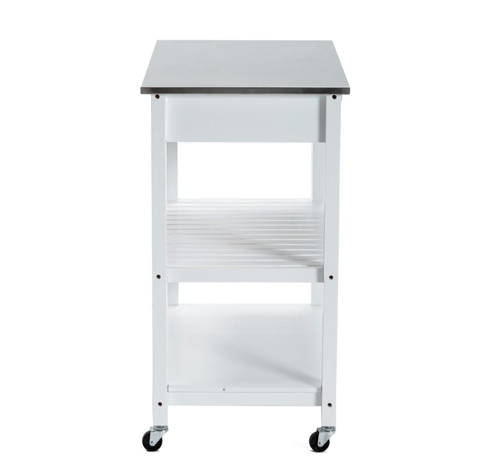 Boraam - Holland Kitchen Cart With Stainless Steel Top - White - 50660_BOR veiw 5