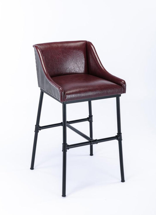 Boraam - Parlor Faux Leather Adjustable Bar Stool - Burgundy - 10145 veiw 1