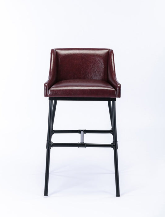 Boraam - Parlor Faux Leather Adjustable Bar Stool - Burgundy - 10145 veiw 2