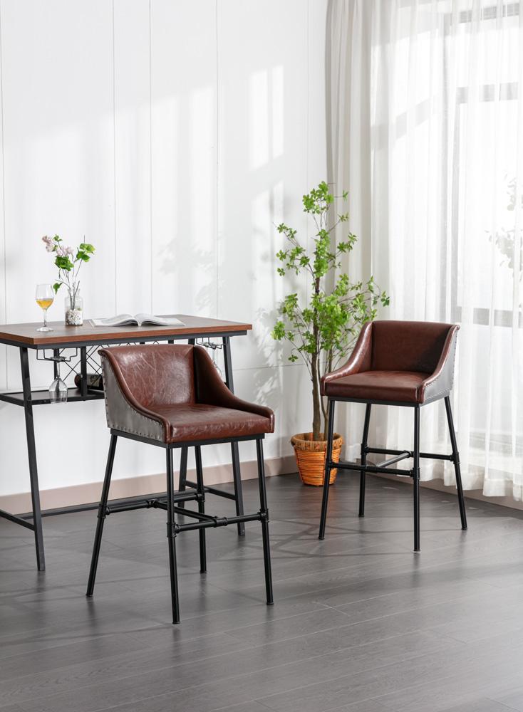 Boraam - Parlor Faux Leather Adjustable Bar Stool - Desert Red - 10143_BOR veiw 7