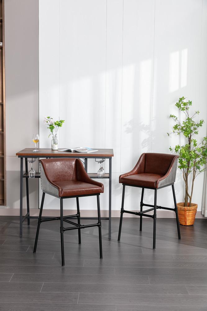 Boraam - Parlor Faux Leather Adjustable Bar Stool - Desert Red - 10143_BOR veiw 8