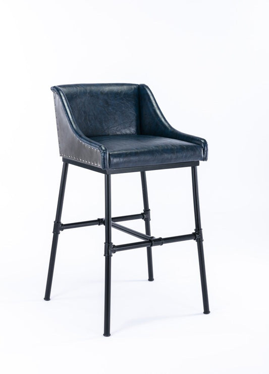 Boraam - Parlor Faux Leather Adjustable Bar Stool - Midnight Blue - 10144 veiw 2