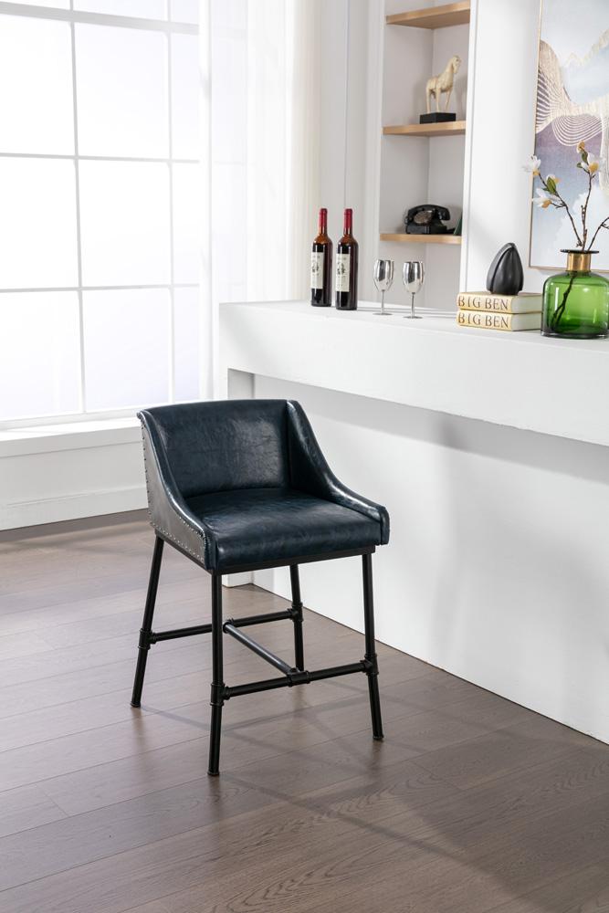 Boraam - Parlor Faux Leather Adjustable Bar Stool - Midnight Blue - 10144 veiw 6