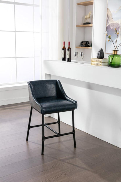 Boraam - Parlor Faux Leather Adjustable Bar Stool - Midnight Blue - 10144 veiw 6