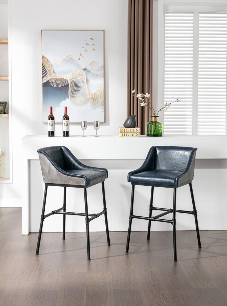 Boraam - Parlor Faux Leather Adjustable Bar Stool - Midnight Blue - 10144 veiw 8