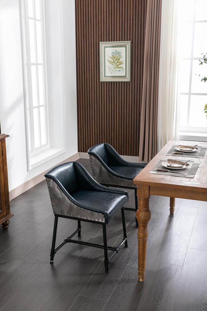 Boraam - Parlor Faux Leather Adjustable Bar Stool - Midnight Blue - 10144 veiw 9