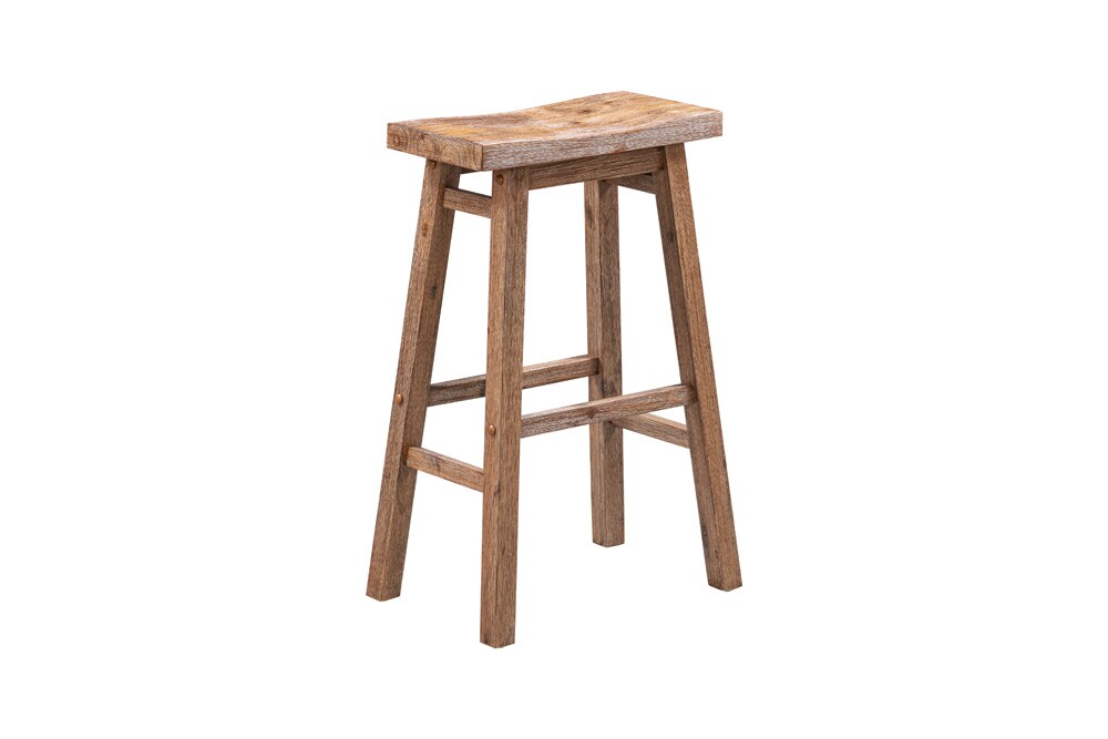 Boraam - Sonoma Backless Saddle Bar Stools - Barnwood Wire-Brush - Set of 2 - 75529 veiw 2