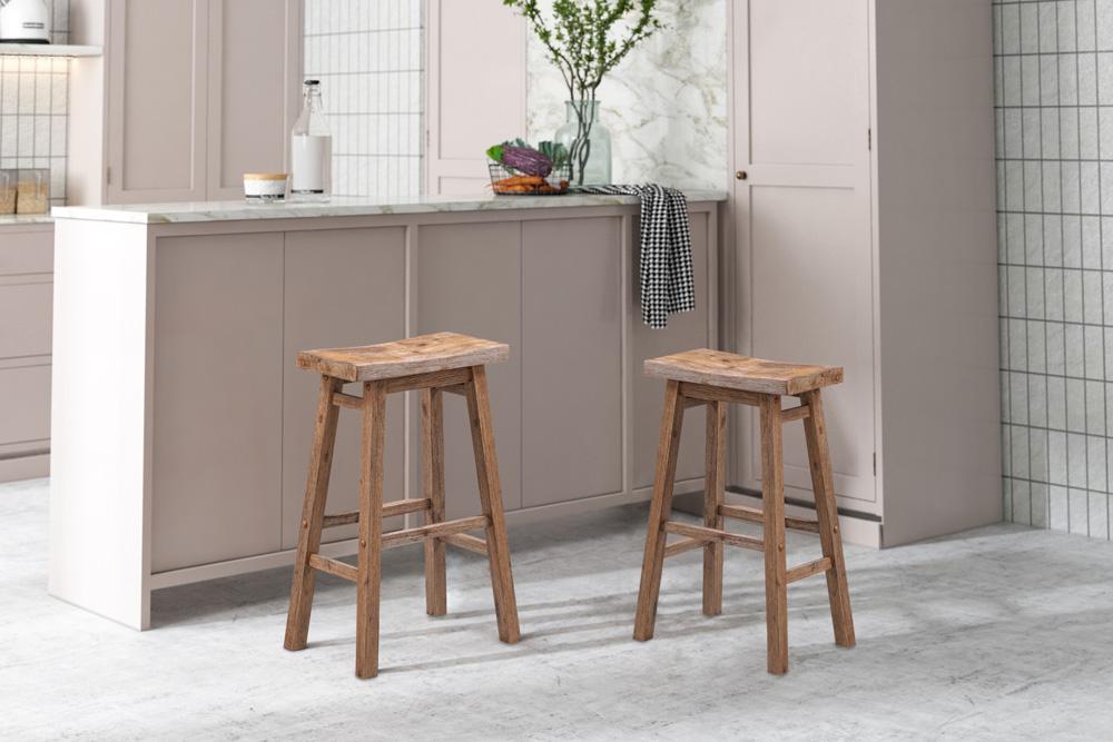 Boraam - Sonoma Backless Saddle Bar Stools - Barnwood Wire-Brush - Set of 2 - 75529 veiw 7