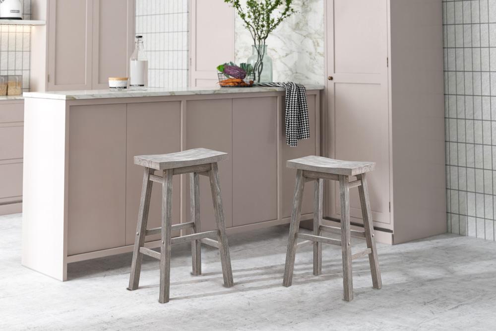 Boraam - Sonoma Backless Saddle Bar Stools - Storm Gray Wire-Brush - Set of 2 - 75629 veiw 7