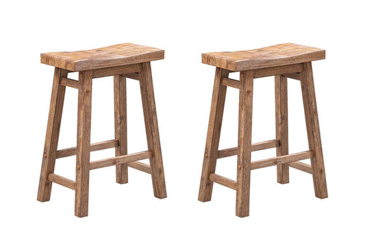 Boraam - Sonoma Backless Saddle Counter Stools - Barnwood Wire-Brush - Set of 2 - 75524 veiw 1