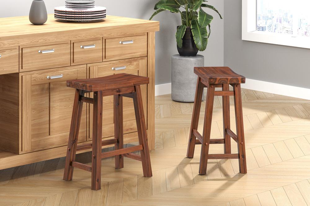 Boraam - Sonoma Backless Saddle Counter Stools - Chestnut Wire-Brush - Set of 2 - 75324 veiw 8
