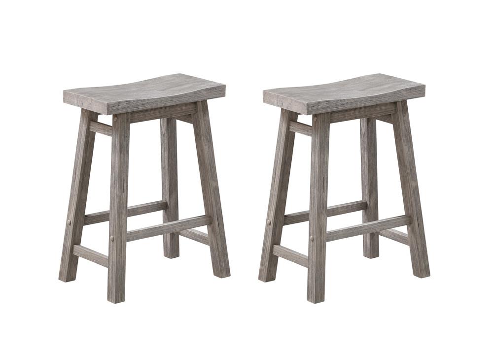 Boraam - Sonoma Backless Saddle Counter Stools - Storm Gray Wire-Brush - Set of 2 - 75624 veiw 1