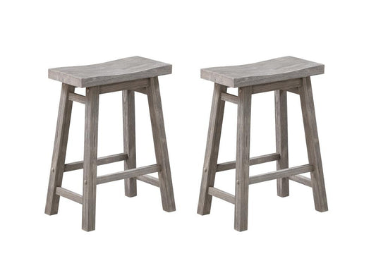 Boraam - Sonoma Backless Saddle Counter Stools - Storm Gray Wire-Brush - Set of 2 - 75624 veiw 1