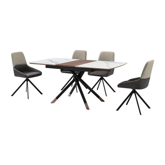 Armen Living - Alora Maverick 5 Piece Extendable Dining Set with Two-Tone Gray Fabric Chairs - SETALMV5GB veiw 1