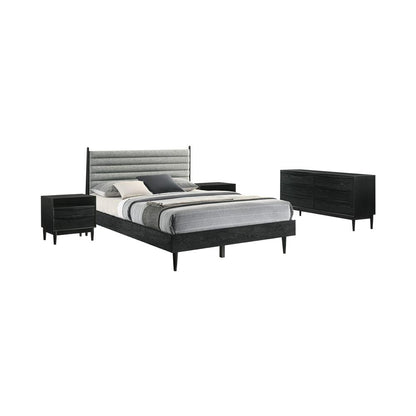 Armen Living - Artemio Queen 4 Piece Wood Bedroom Set in Black Finish - SETARBLKQN4 veiw 1