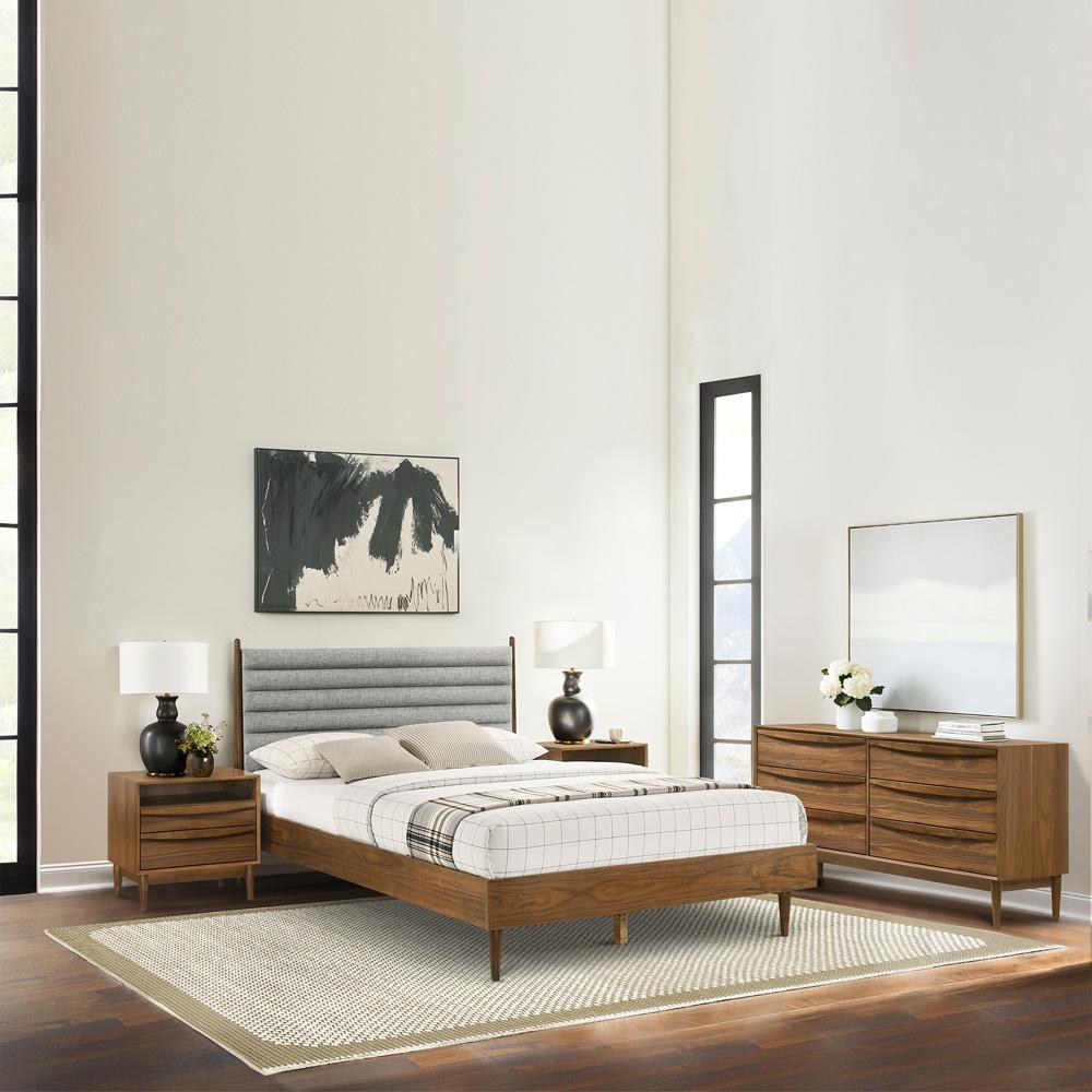 Armen Living - Artemio Queen 4 Piece Wood Bedroom Set in Walnut Finish - SETARWAQN4 veiw 7
