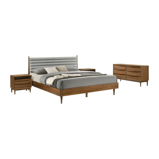 Armen Living - Artemio King 4 Piece Wood Bedroom Set in Walnut Finish - SETARWAKG4 veiw 1