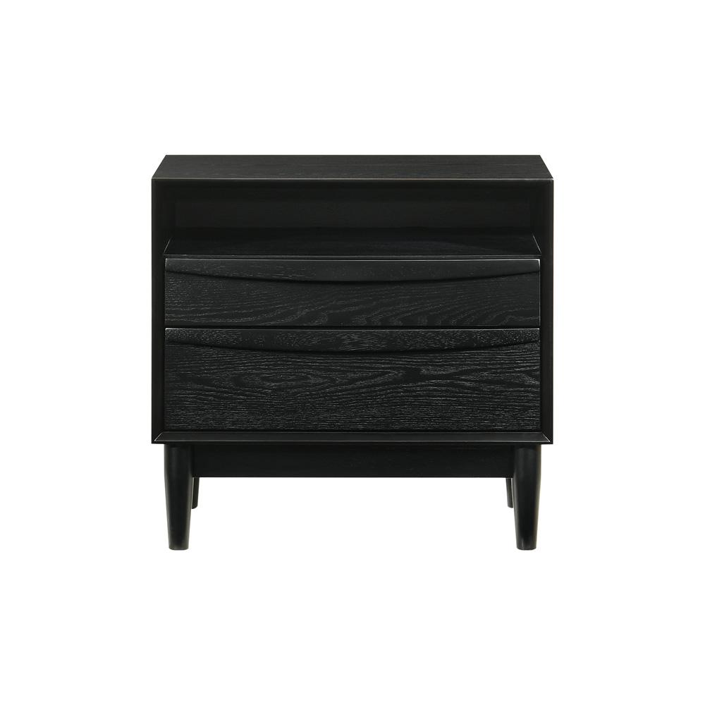 Armen Living - Artemio 2 Drawer Wood Nightstand with Shelf in Black Finish - LCARLABLK veiw 1
